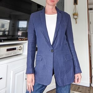 Veronica Beard Blue Linen Dickey Blazer